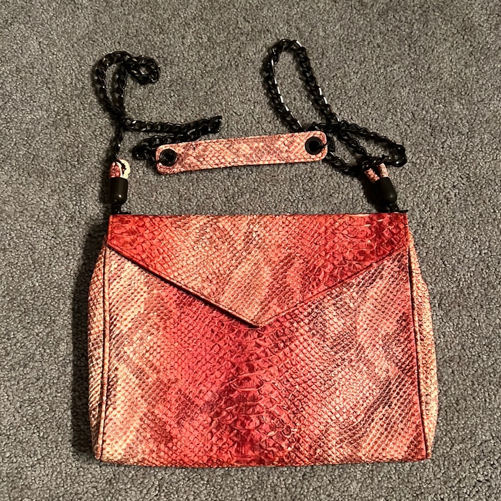 House of Harlow Pink dyed snakeskin convertible purse/clutch